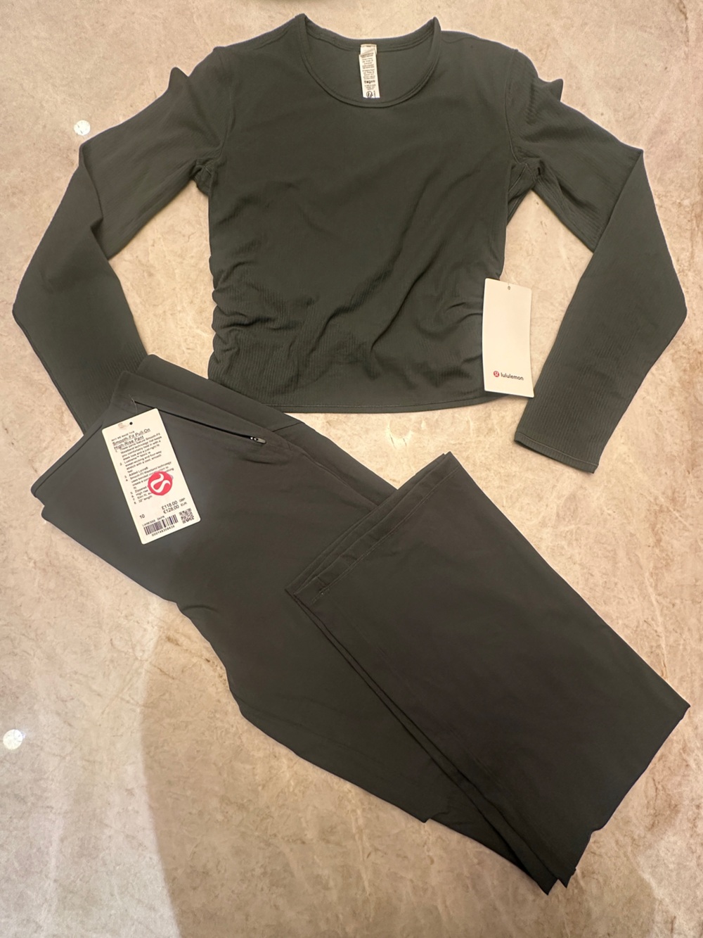 Lululemon Set Size 10-All It Takes Ribbed Nulu Long Sleeve+Align Wide-Leg Pants